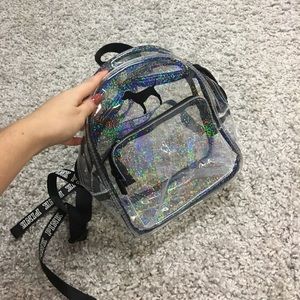 Clear sparkly PINK backpack